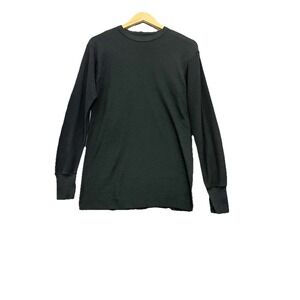 Indera Shirt‎ Mens Sz XL Black Thermal Baselayer Waffle Knit Y2K Winter Outdoo